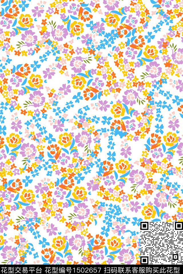 女装大牌风小碎花数码印花华亿平台下载（图片编号: 1502657） - 瓦栏（Walan）