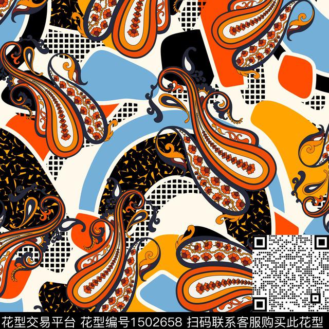 女装民族风佩斯利数码印花华亿平台下载（图片编号: 1502658） - 瓦栏（Walan）