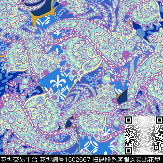 女装民族风佩斯利数码印花华亿平台下载（图片编号: 1502667） - 瓦栏（Walan）