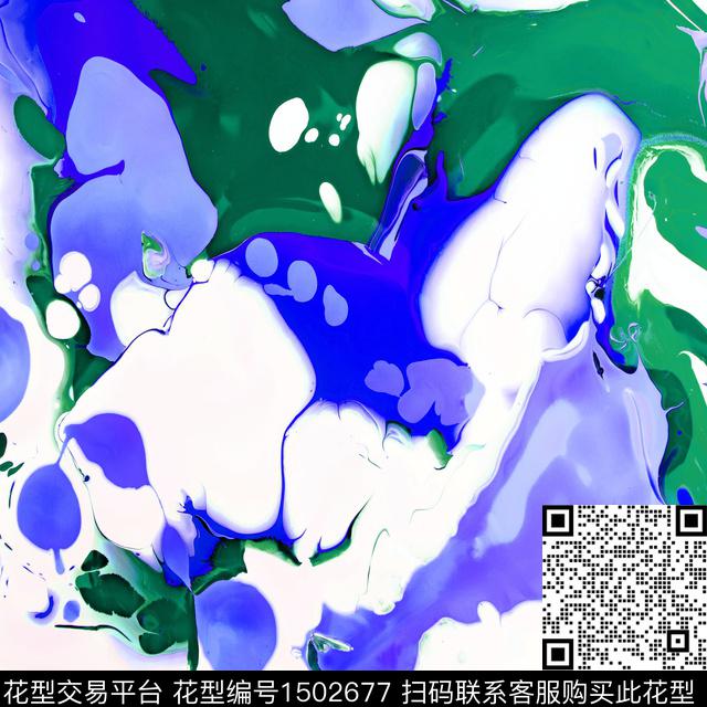 抽象绘画创意设计蓝红数码印花华亿平台下载（图片编号: 1502677） - 瓦栏（Walan）