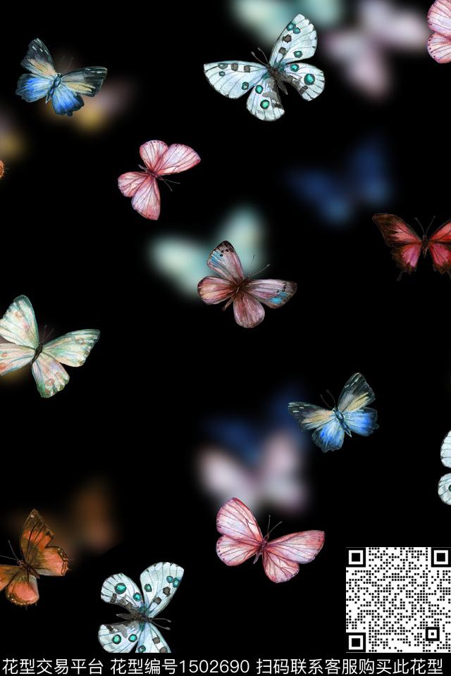 大牌风真丝蝴蝶数码印花华亿平台下载（图片编号: 1502690） - 瓦栏（Walan）