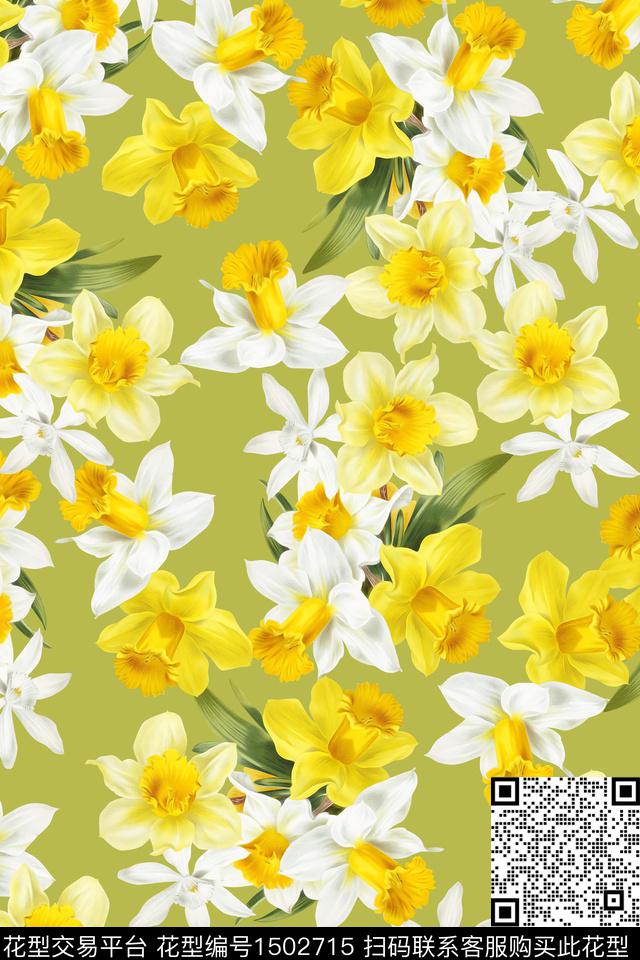 清爽底花卉花卉大牌风数码印花华亿平台下载（图片编号: 1502715） - 瓦栏（Walan）