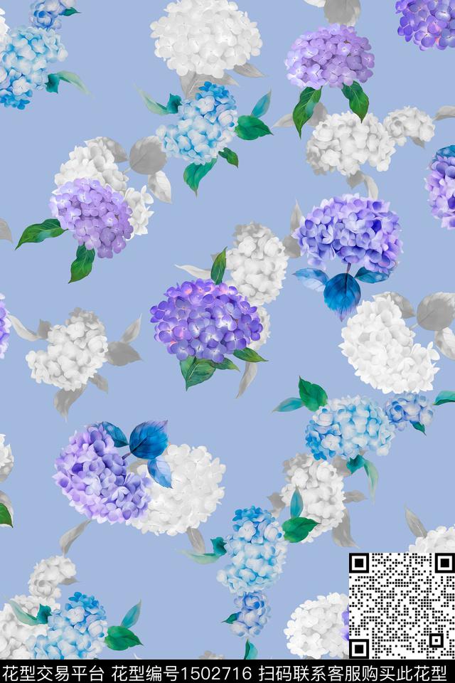 清爽底花卉花卉大牌风数码印花华亿平台下载（图片编号: 1502716） - 瓦栏（Walan）