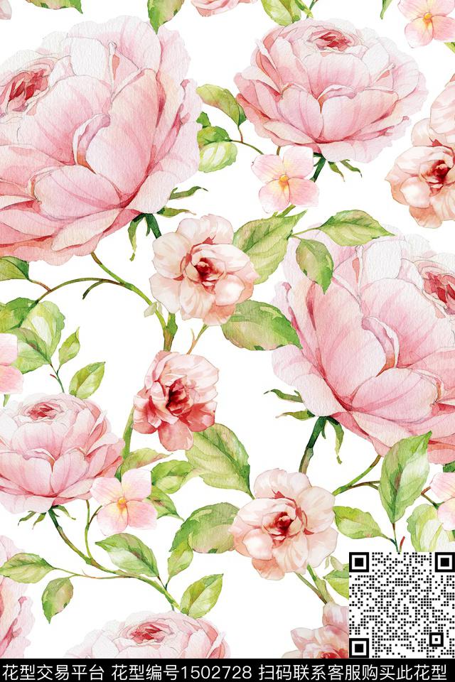 清爽底花卉花卉小清新数码印花华亿平台下载（图片编号: 1502728） - 瓦栏（Walan）