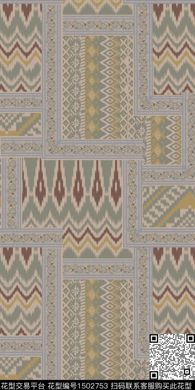 几何民族风中东数码印花华亿平台下载（图片编号: 1502753） - 瓦栏（Walan）