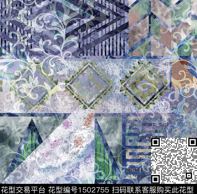 几何民族风中东数码印花华亿平台下载（图片编号: 1502755） - 瓦栏（Walan）