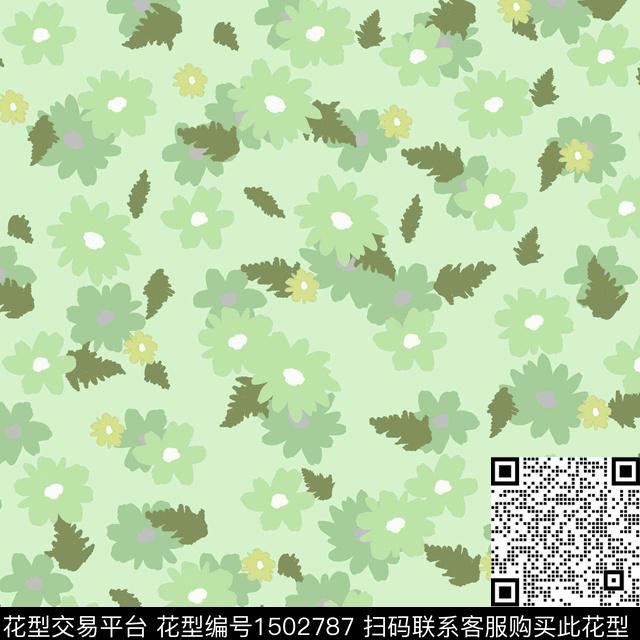 彩底花卉趣味手绘花卉数码印花华亿平台下载（图片编号: 1502787） - 瓦栏（Walan）