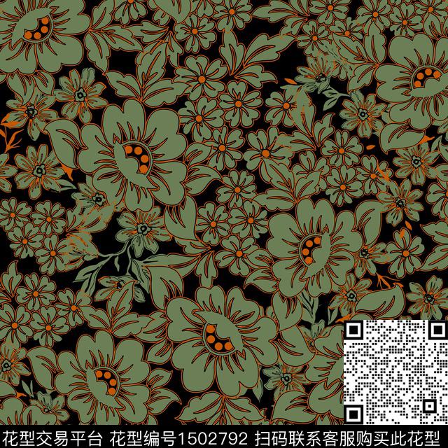 花卉矢量小碎花数码印花华亿平台下载（图片编号: 1502792） - 瓦栏（Walan）