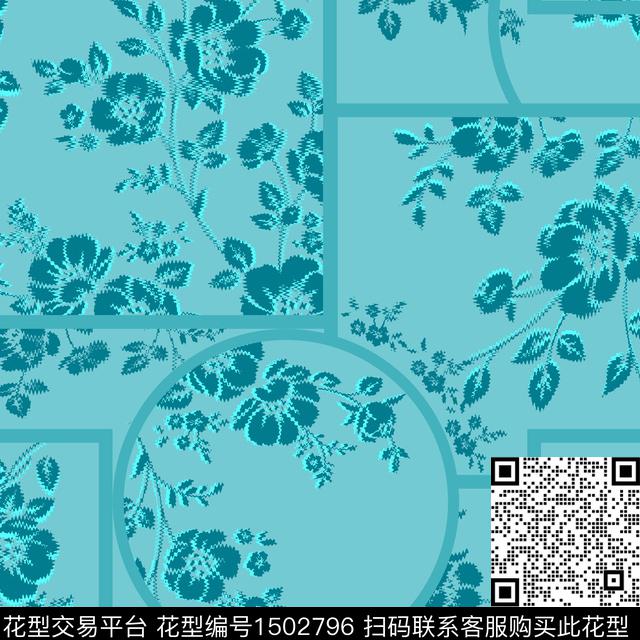 几何花卉矢量数码印花华亿平台下载（图片编号: 1502796） - 瓦栏（Walan）