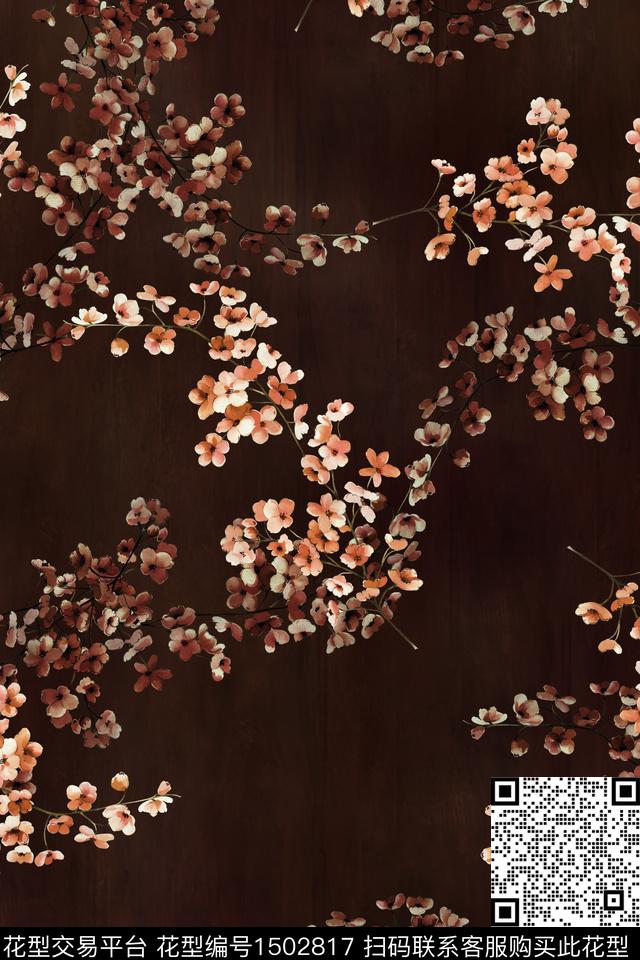 花卉大牌风香云纱数码印花华亿平台下载（图片编号: 1502817） - 瓦栏（Walan）