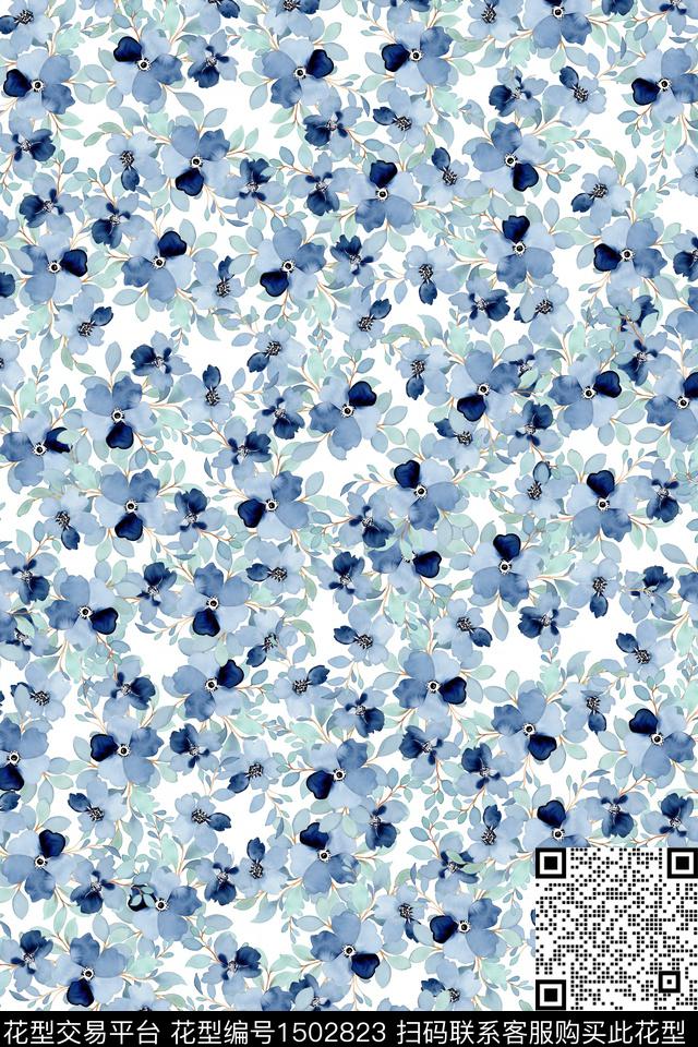 花卉大牌风小清新数码印花华亿平台下载（图片编号: 1502823） - 瓦栏（Walan）