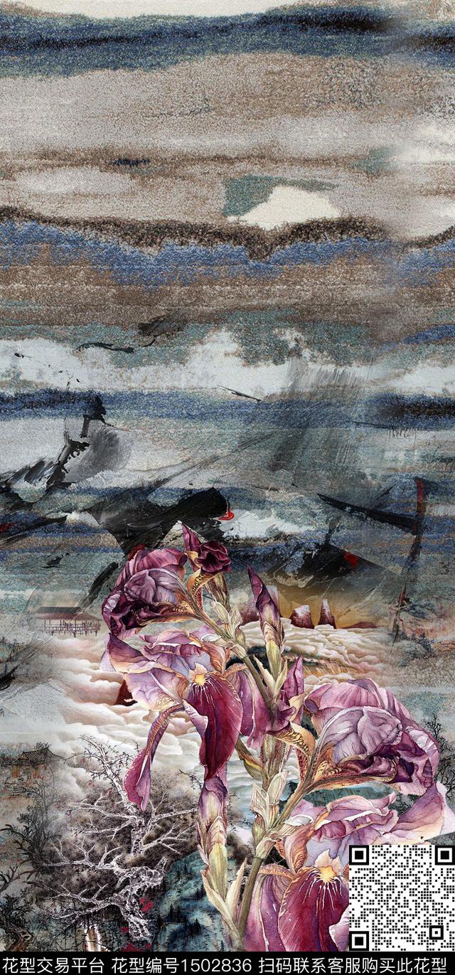 手绘中老年香云纱数码印花华亿平台下载（图片编号: 1502836） - 瓦栏（Walan）