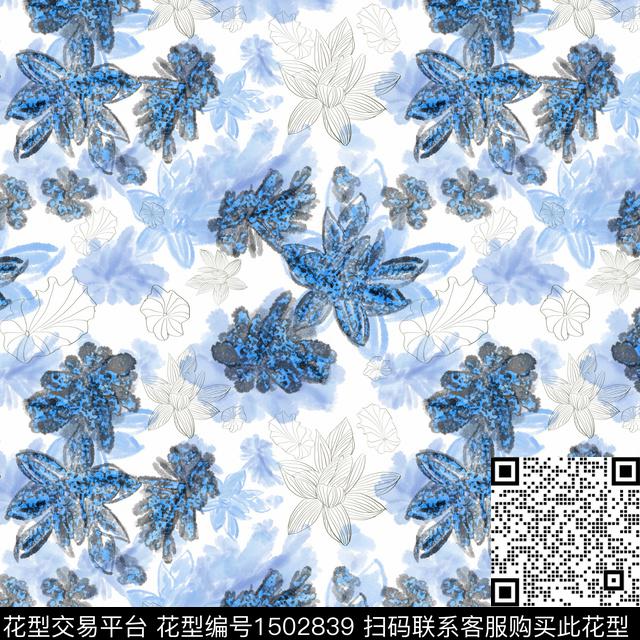 花卉手绘趣味数码印花华亿平台下载（图片编号: 1502839） - 瓦栏（Walan）