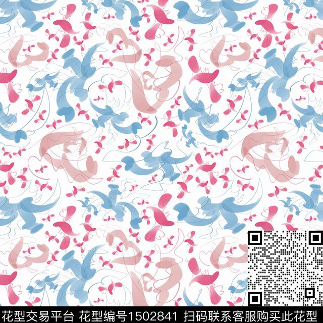 抽象手绘趣味数码印花华亿平台下载（图片编号: 1502841） - 瓦栏（Walan）