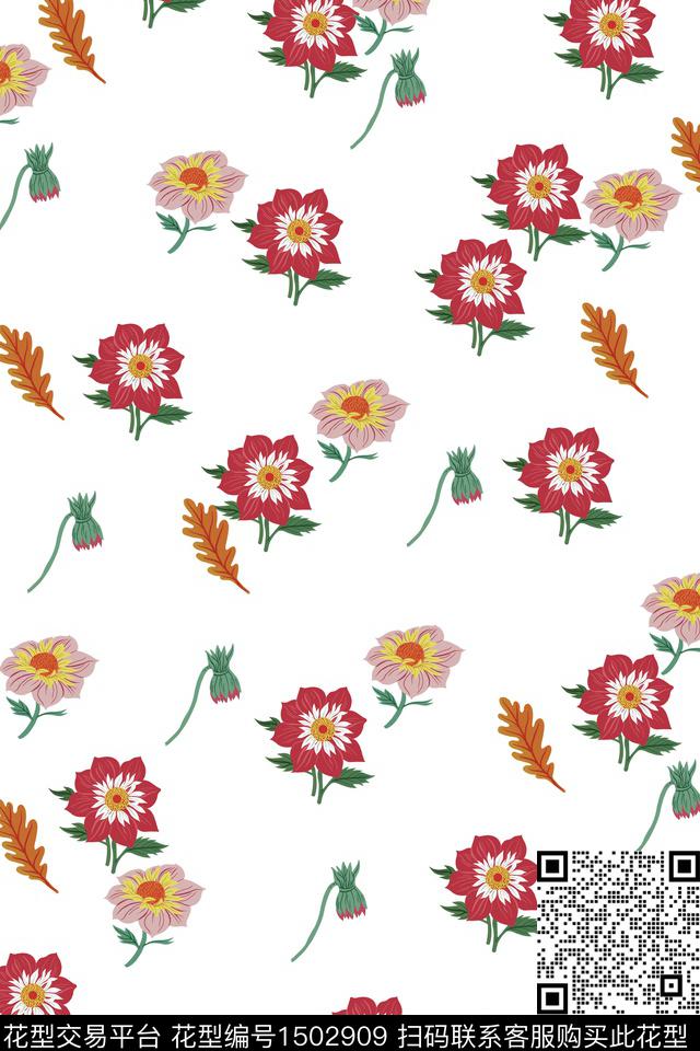 花卉小碎花手绘花卉传统印花华亿平台下载（图片编号: 1502909） - 瓦栏（Walan）