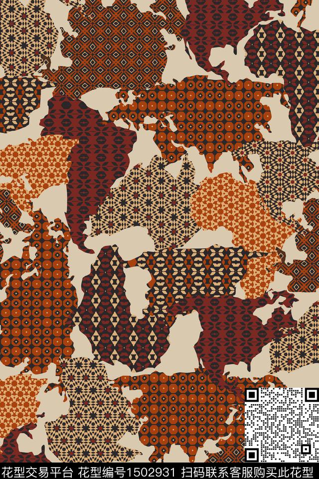几何民族风大牌风数码印花华亿平台下载（图片编号: 1502931） - 瓦栏（Walan）