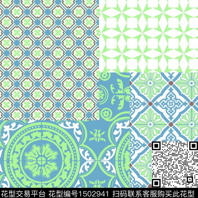 几何民族风混合拼接传统印花华亿平台下载（图片编号: 1502941） - 瓦栏（Walan）