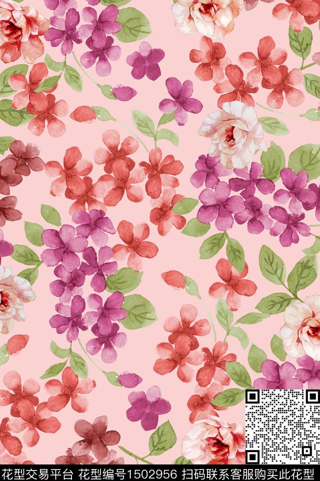 田园清爽底花卉花卉数码印花华亿平台下载（图片编号: 1502956） - 瓦栏（Walan）