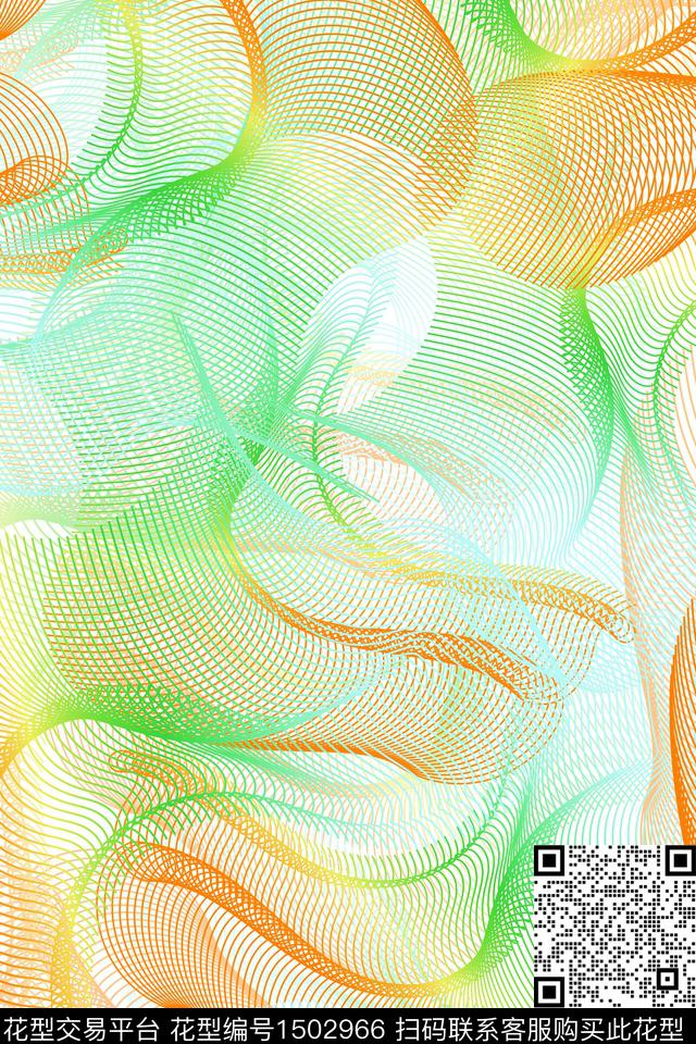 抽象小清新真丝数码印花华亿平台下载（图片编号: 1502966） - 瓦栏（Walan）