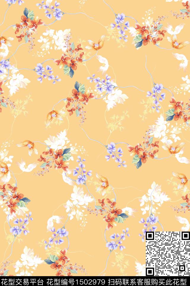 抽象花卉花卉大牌风数码印花华亿平台下载（图片编号: 1502979） - 瓦栏（Walan）