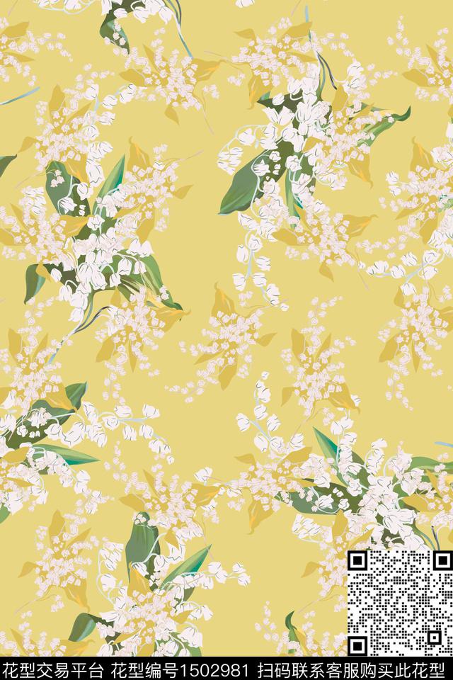 花卉大牌风小清新数码印花华亿平台下载（图片编号: 1502981） - 瓦栏（Walan）