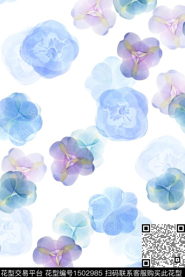 花卉大牌风小清新数码印花华亿平台下载（图片编号: 1502985） - 瓦栏（Walan）
