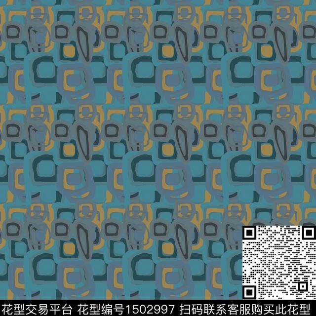 线条几何手绘数码印花华亿平台下载（图片编号: 1502997） - 瓦栏（Walan）