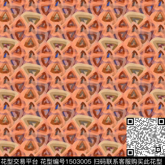 线条几何手绘数码印花华亿平台下载（图片编号: 1503005） - 瓦栏（Walan）