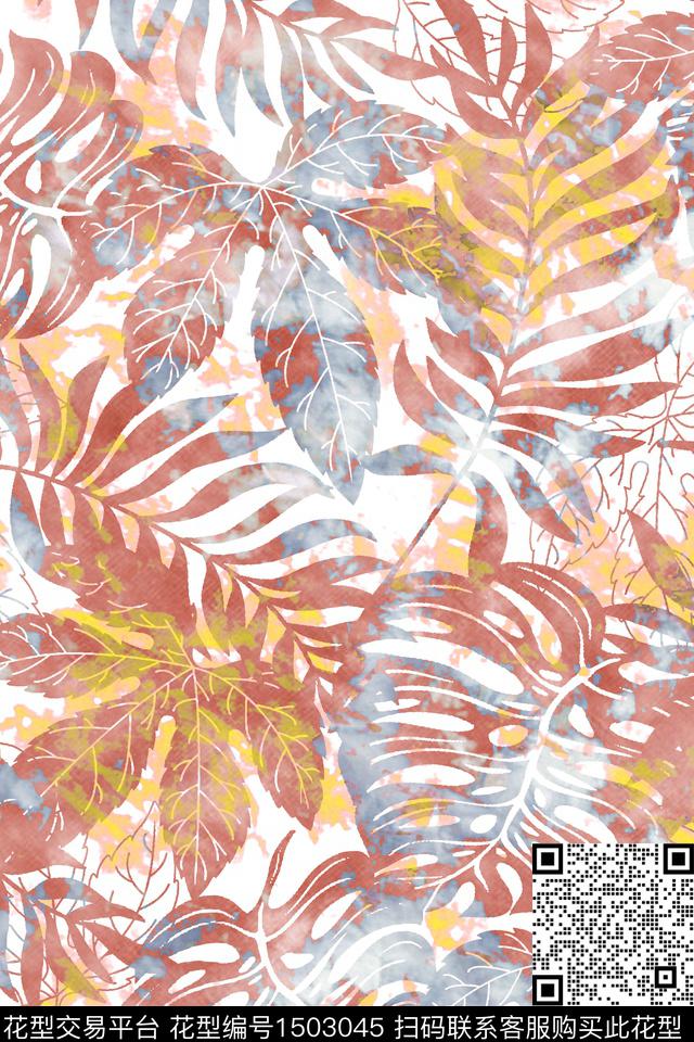 渐变热带华亿平台数码印花华亿平台下载（图片编号: 1503045） - 瓦栏（Walan）