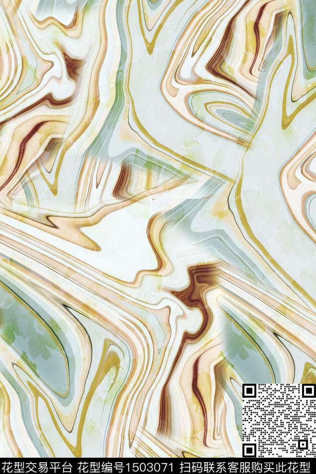 抽象小清新真丝数码印花华亿平台下载（图片编号: 1503071） - 瓦栏（Walan）