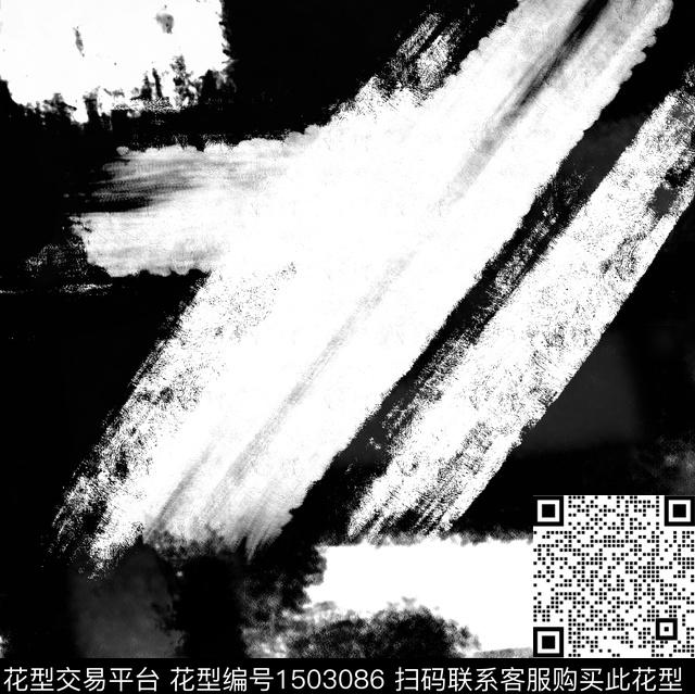肌理黑白华亿平台笔触数码印花华亿平台下载（图片编号: 1503086） - 瓦栏（Walan）