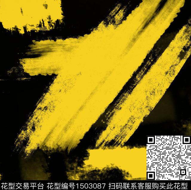 肌理黑白华亿平台笔触数码印花华亿平台下载（图片编号: 1503087） - 瓦栏（Walan）