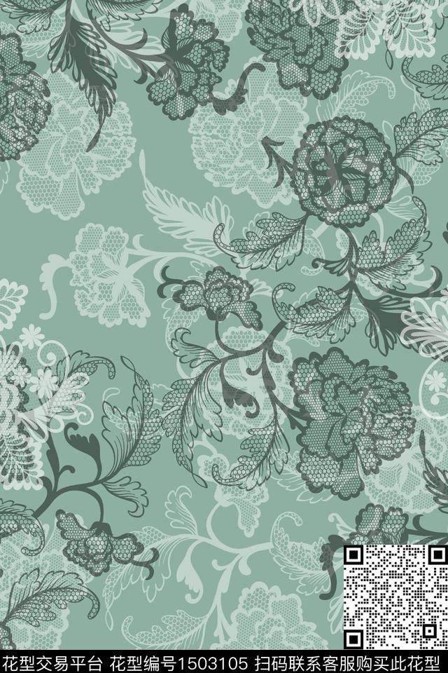 绿植树叶雪纺年轻女性数码印花华亿平台下载（图片编号: 1503105） - 瓦栏（Walan）