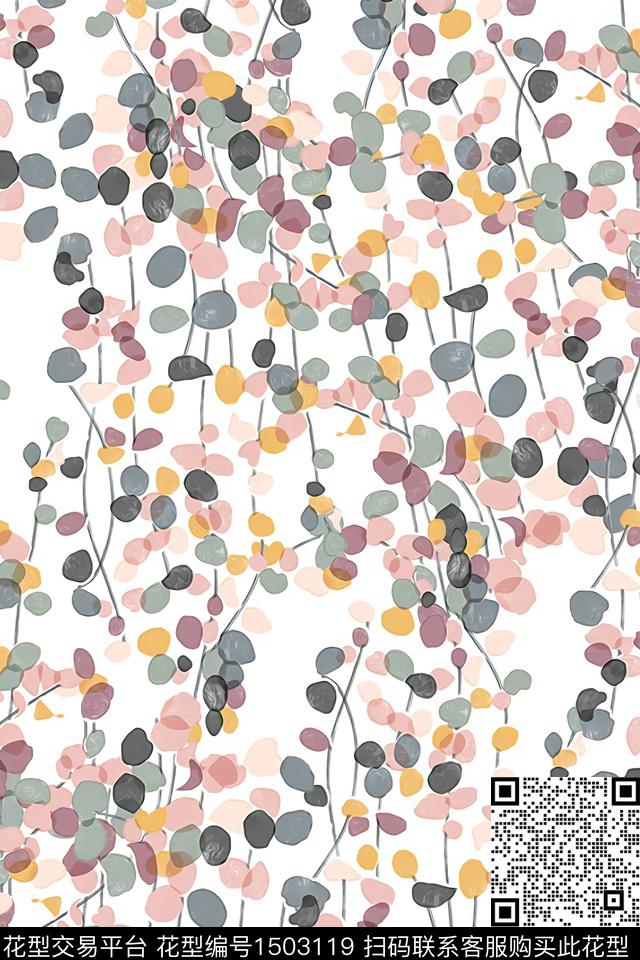 绿植树叶肌理大牌风数码印花华亿平台下载（图片编号: 1503119） - 瓦栏（Walan）