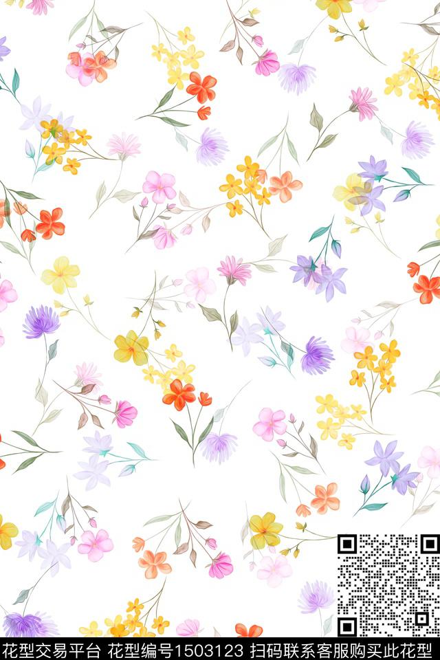 花卉大牌风小清新数码印花华亿平台下载（图片编号: 1503123） - 瓦栏（Walan）