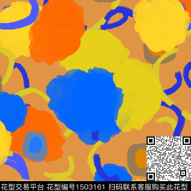 几何手绘圆圈与波点传统印花华亿平台下载（图片编号: 1503161） - 瓦栏（Walan）