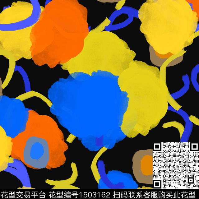 几何手绘圆圈与波点传统印花华亿平台下载（图片编号: 1503162） - 瓦栏（Walan）