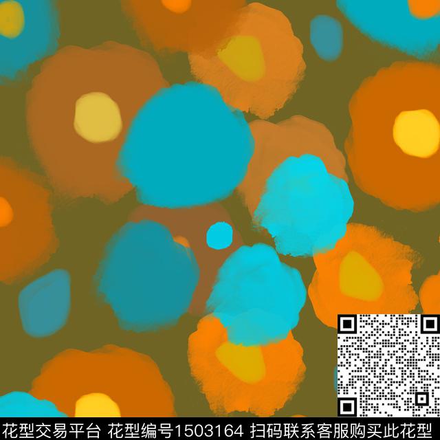 几何手绘圆圈与波点传统印花华亿平台下载（图片编号: 1503164） - 瓦栏（Walan）