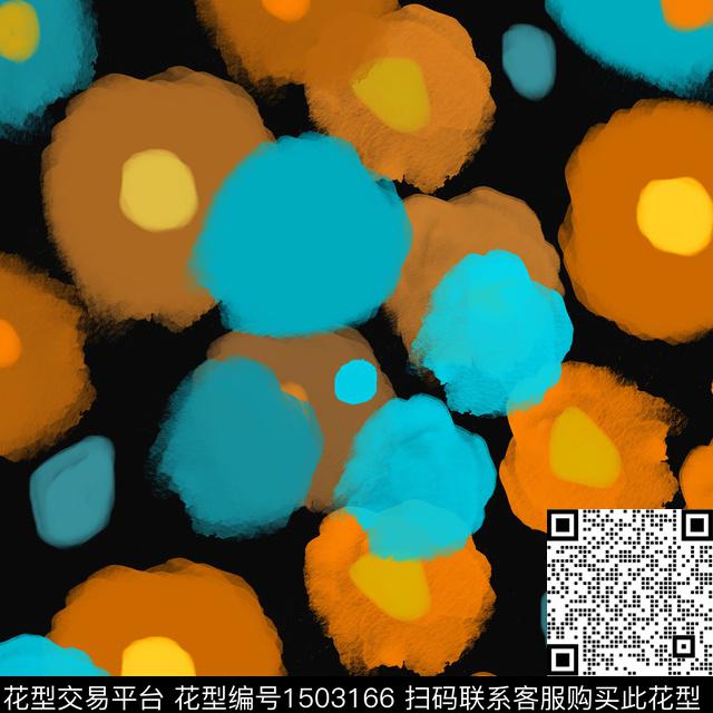 几何手绘圆圈与波点传统印花华亿平台下载（图片编号: 1503166） - 瓦栏（Walan）