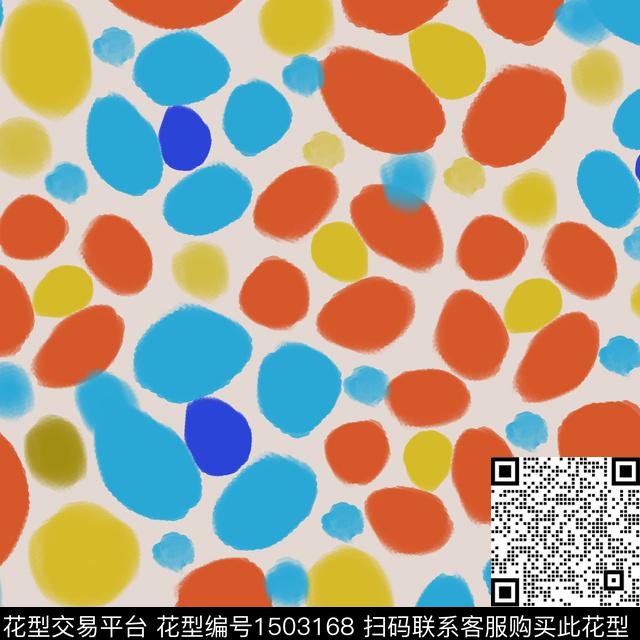 几何手绘圆圈与波点传统印花华亿平台下载（图片编号: 1503168） - 瓦栏（Walan）