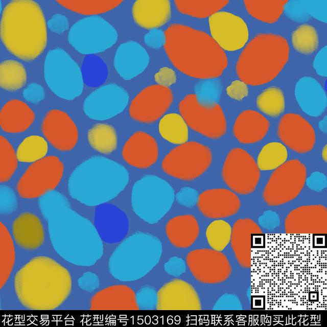 几何手绘圆圈与波点传统印花华亿平台下载（图片编号: 1503169） - 瓦栏（Walan）