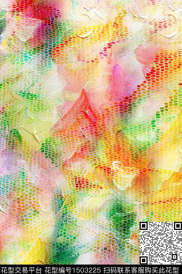抽象小清新真丝数码印花华亿平台下载（图片编号: 1503225） - 瓦栏（Walan）
