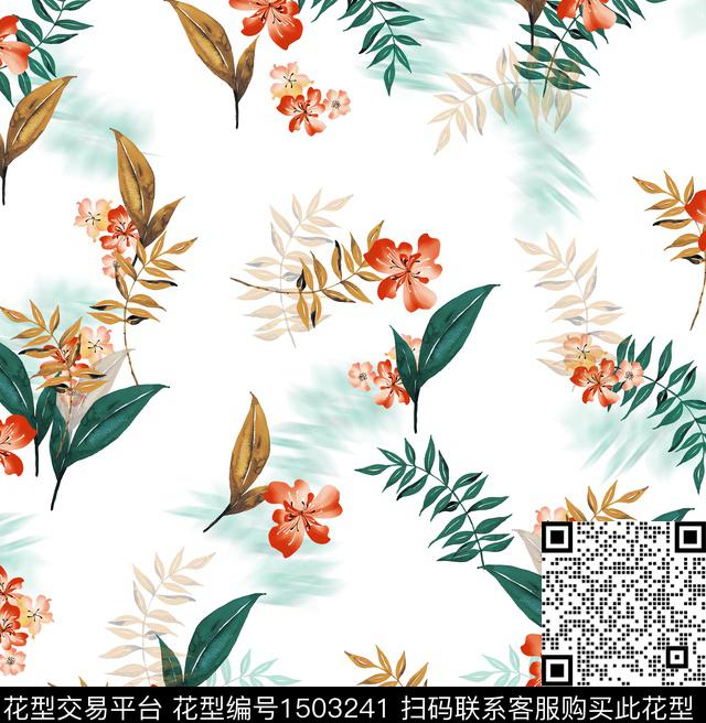 连衣裙女装花卉传统印花华亿平台下载（图片编号: 1503241） - 瓦栏（Walan）