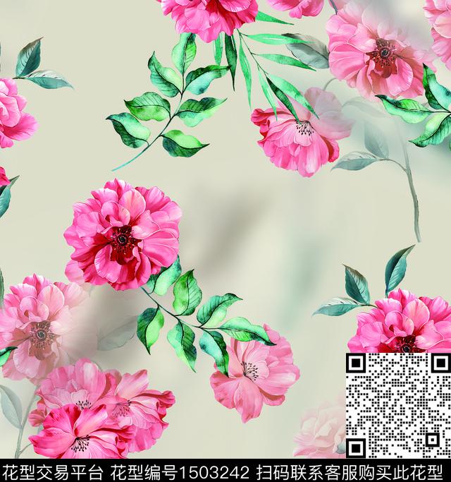 连衣裙女装花卉传统印花华亿平台下载（图片编号: 1503242） - 瓦栏（Walan）