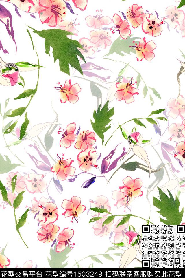 绿植树叶水彩肌理数码印花华亿平台下载（图片编号: 1503249） - 瓦栏（Walan）