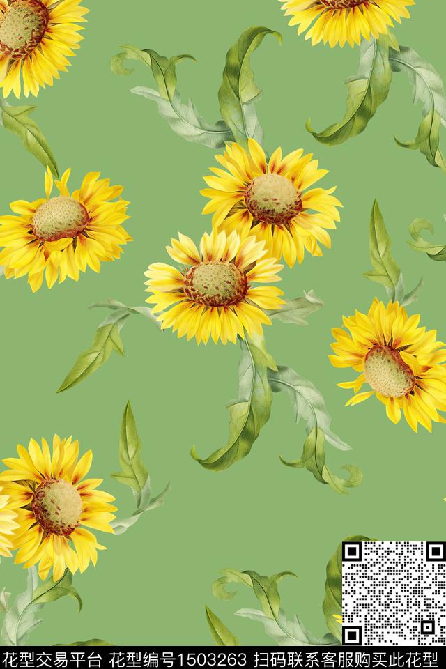 花卉大牌风小清新数码印花华亿平台下载（图片编号: 1503263） - 瓦栏（Walan）