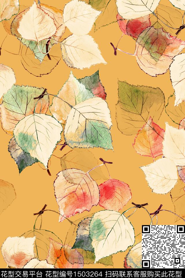 绿植树叶花卉大牌风数码印花华亿平台下载（图片编号: 1503264） - 瓦栏（Walan）