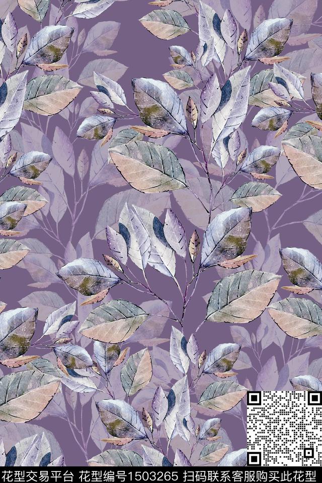 绿植树叶花卉大牌风数码印花华亿平台下载（图片编号: 1503265） - 瓦栏（Walan）