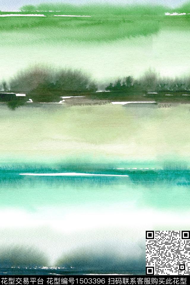 抽象小清新真丝数码印花华亿平台下载（图片编号: 1503396） - 瓦栏（Walan）