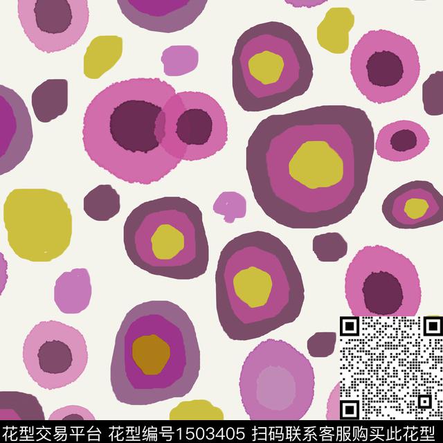 几何手绘圆圈与波点传统印花华亿平台下载（图片编号: 1503405） - 瓦栏（Walan）